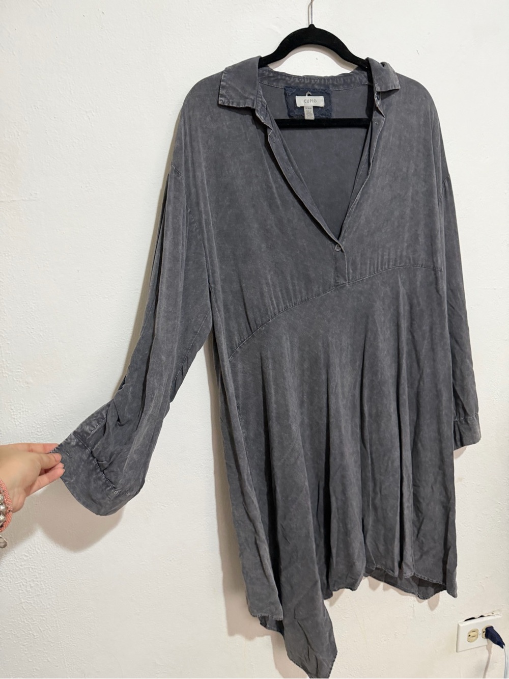 Gray Washed V-Neck Tunic Top/dress